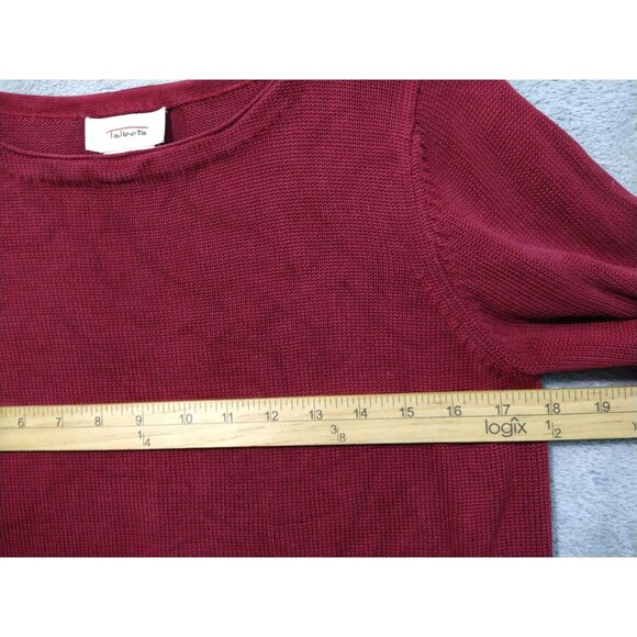 Talbots Sweater Womens Medium Red Floral Silk Round Neck Pullover - Picture 4 of 7
